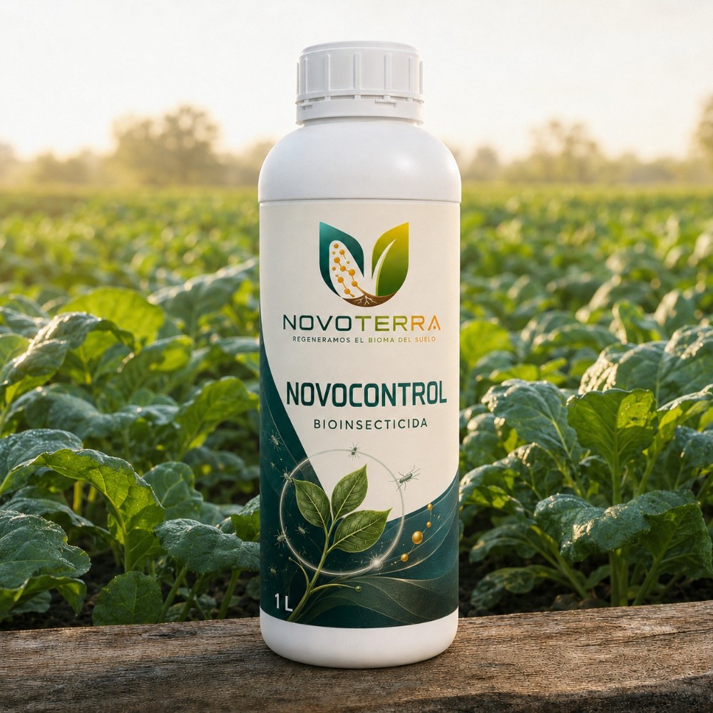 Envase de 1 litro de NOVOCONTROL, bioinsecticida de NOVOTERRA
